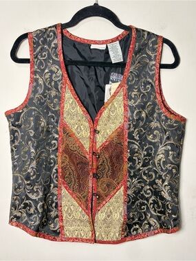 VTG WHITE STAG NWT Patchwork Brocade Vest ‘90s Boho Eclectic Tapestry, Medium
